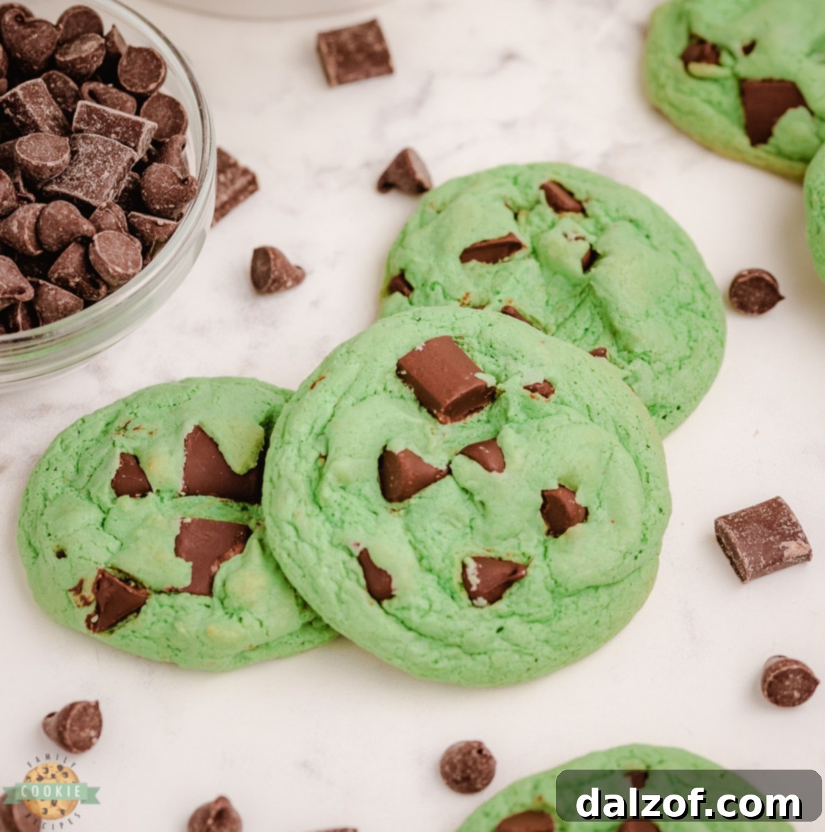 Ingredients for Mint Chocolate Chip Cookies