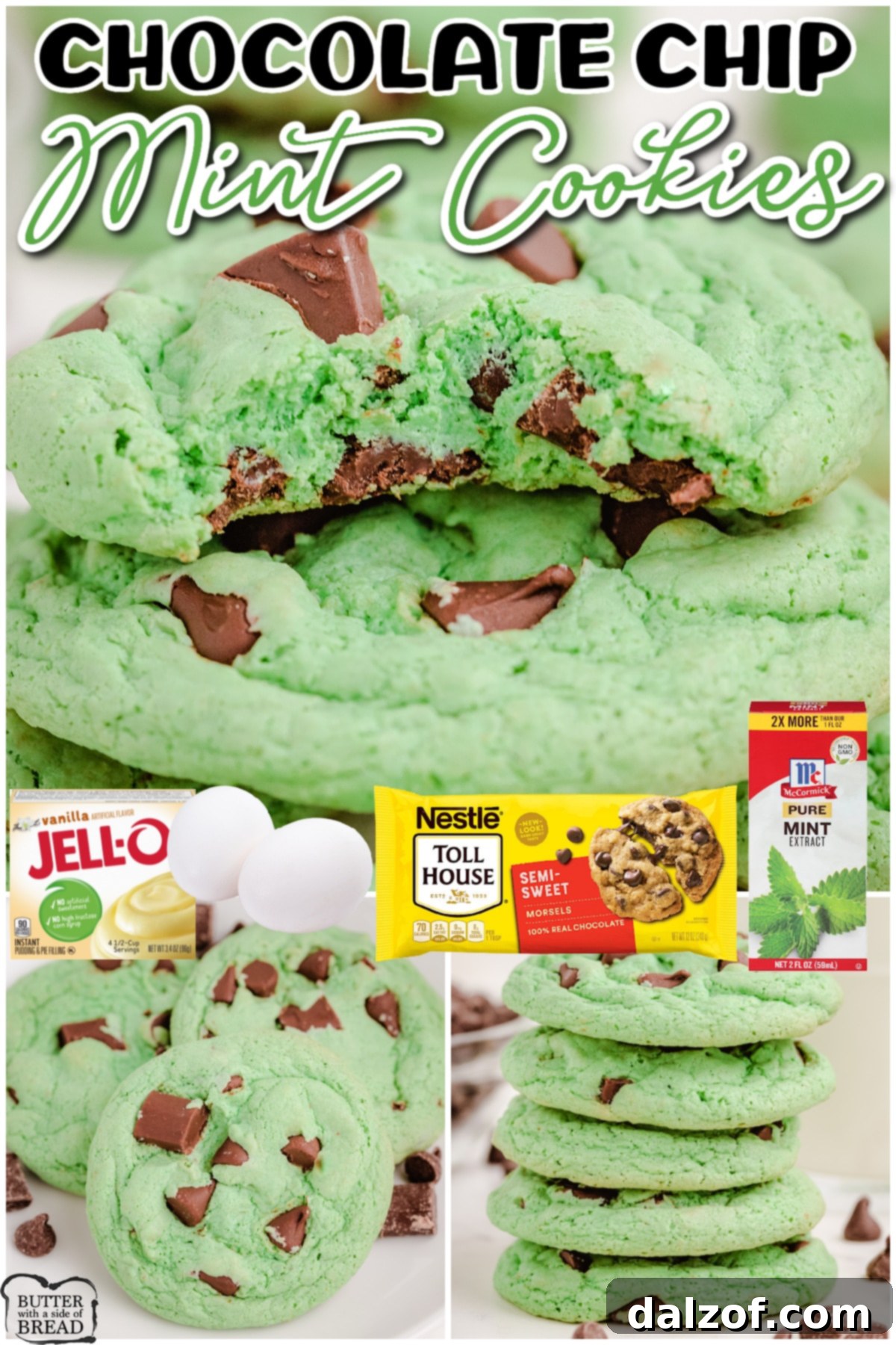 Mint Chocolate Chip Cookies are a sensational dessert made with pudding mix, mint extract and chocolate chips. This amazing mint cookie recipe is perfect for those who love mint chip ice cream!