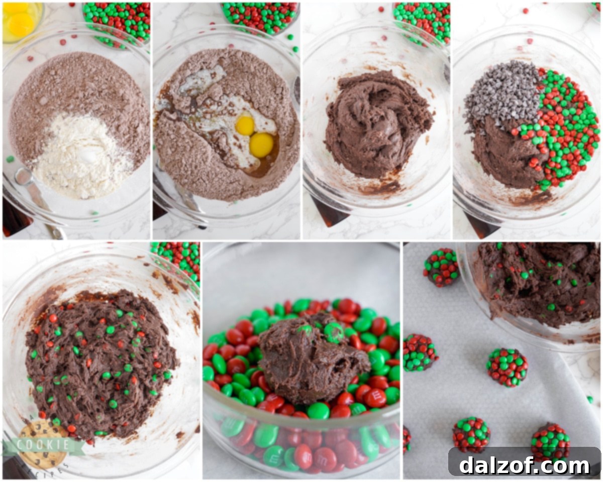 how to make Christmas M&M Brownie cookies