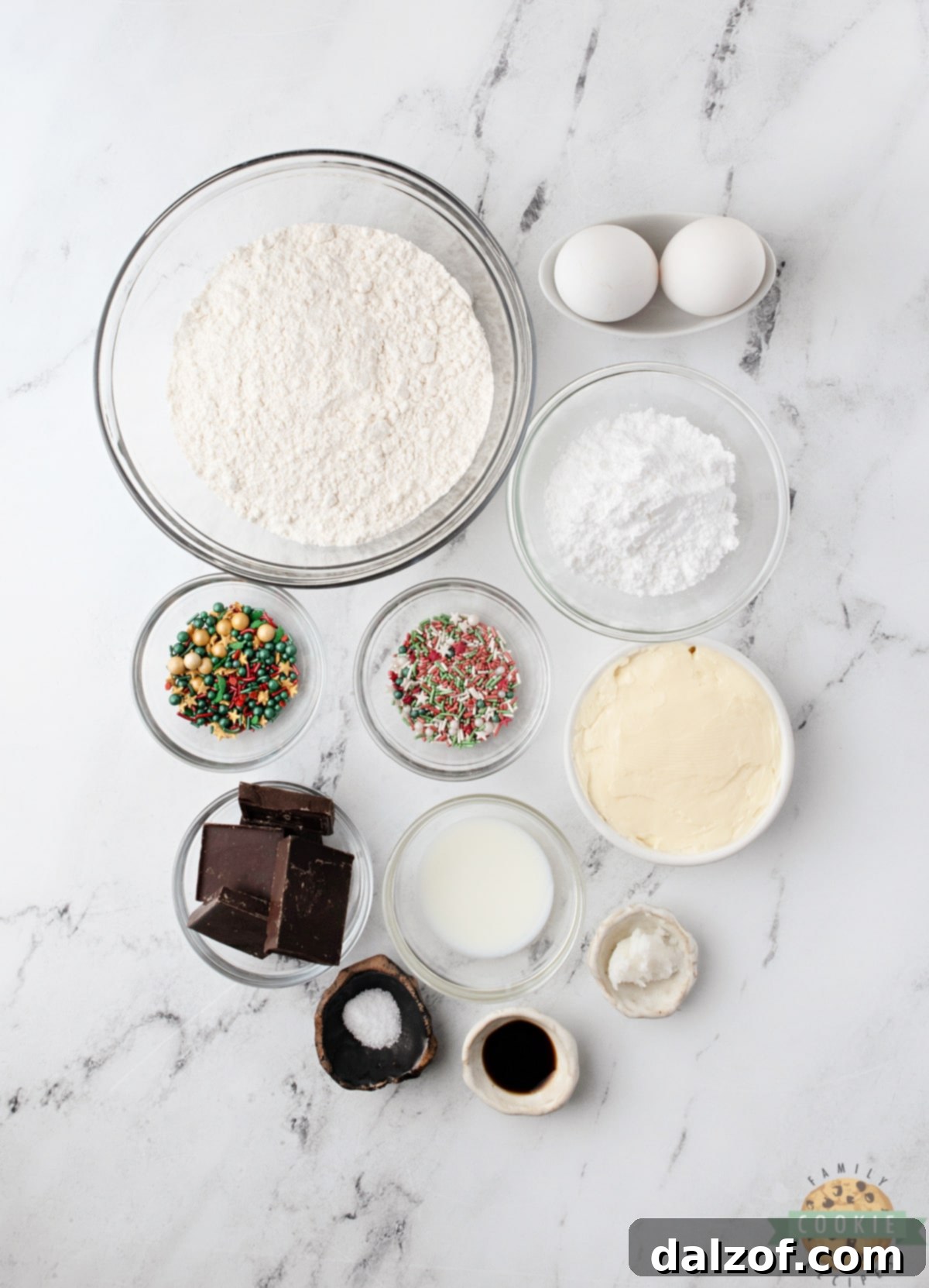Ingredients in holiday butter cookies.