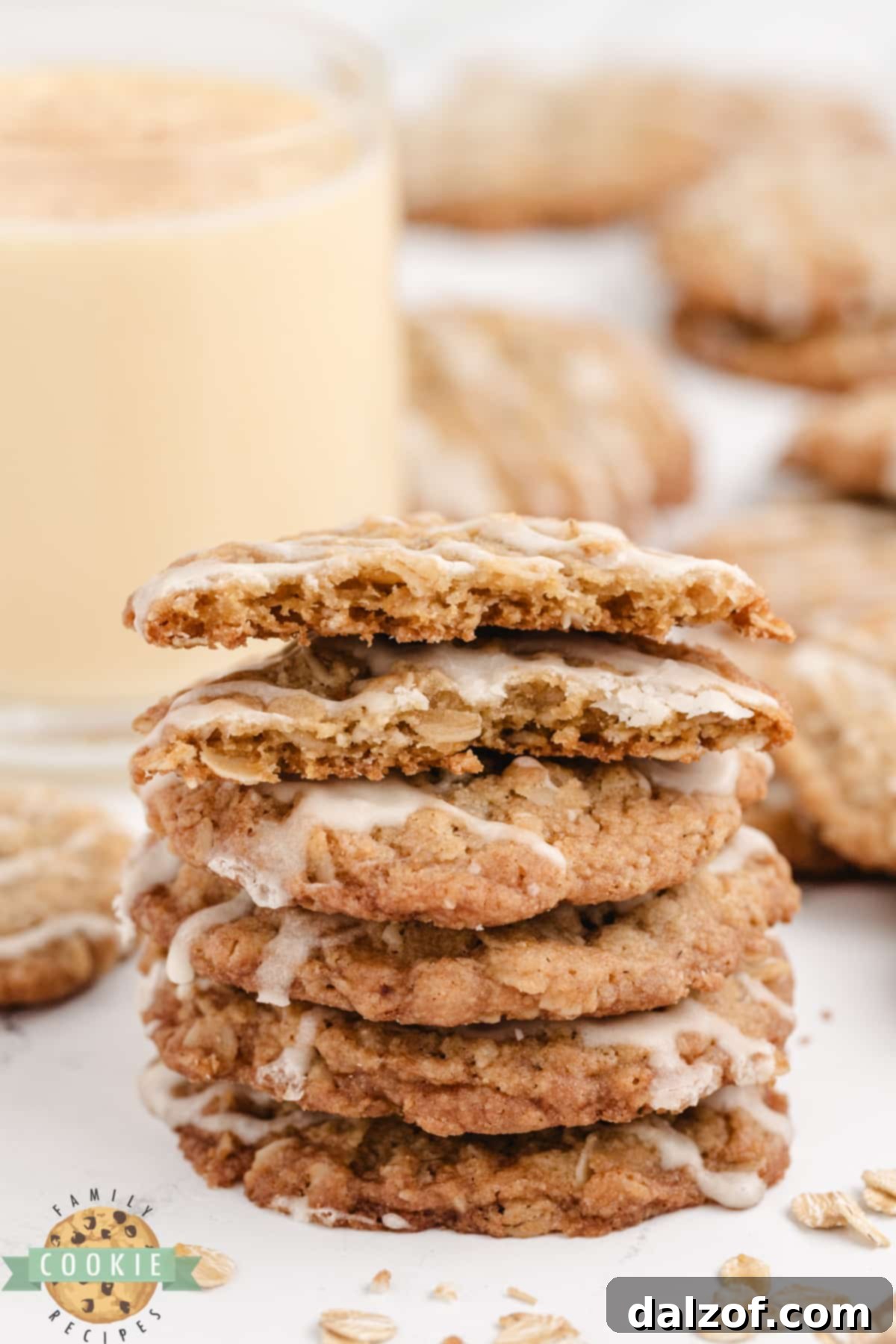 Stack of oatmeal cookies.