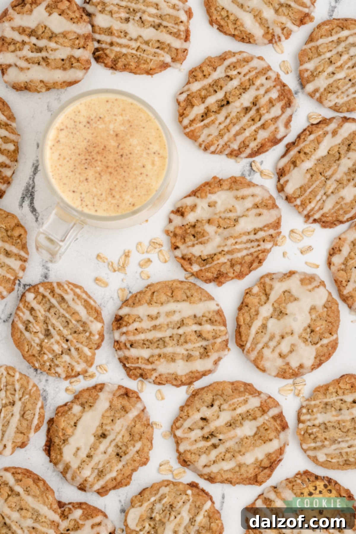 Oatmeal cookies made with eggnog.