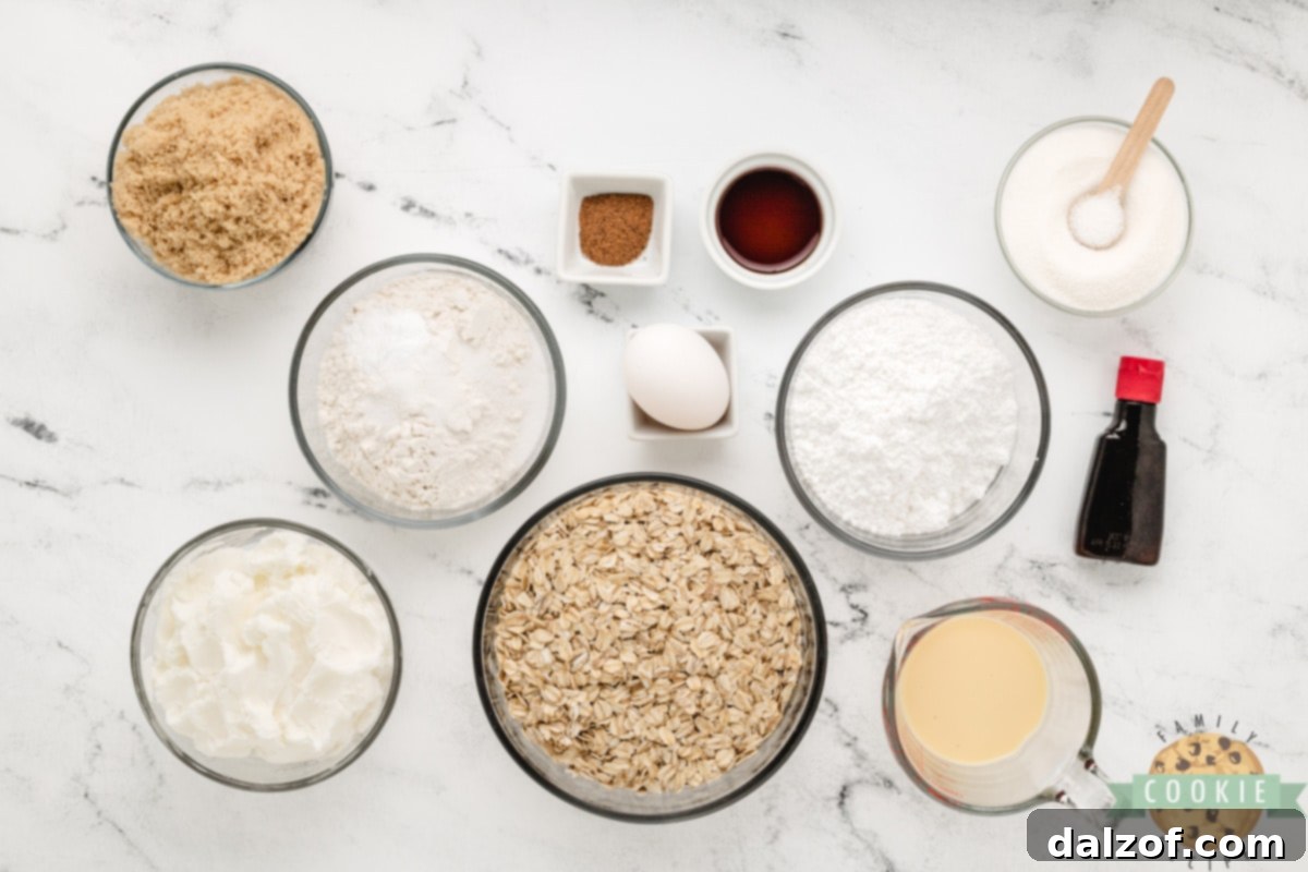 Ingredients in Eggnog Oatmeal Cookies.