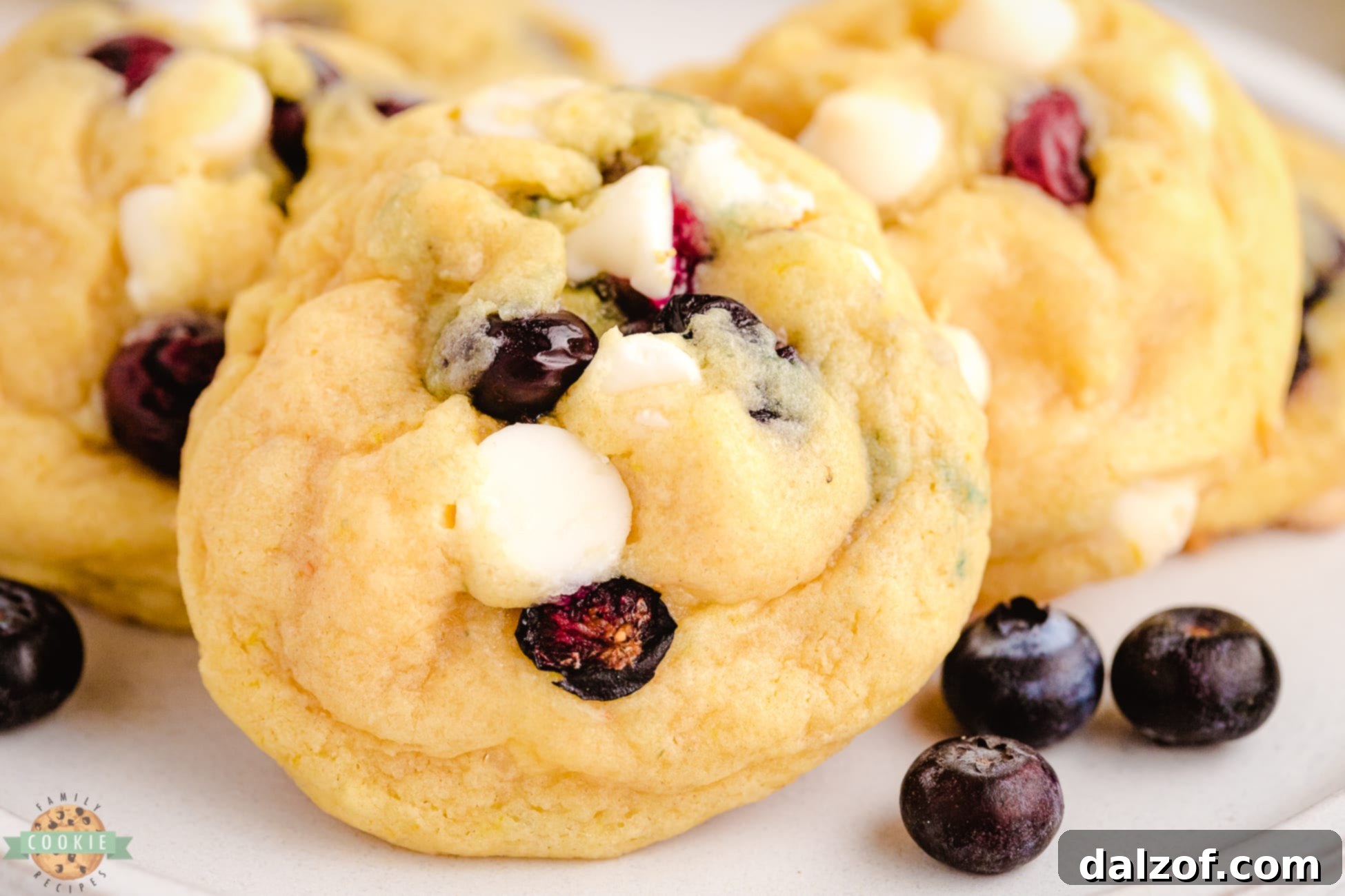 lemon pudding cookies with fresh blueberries