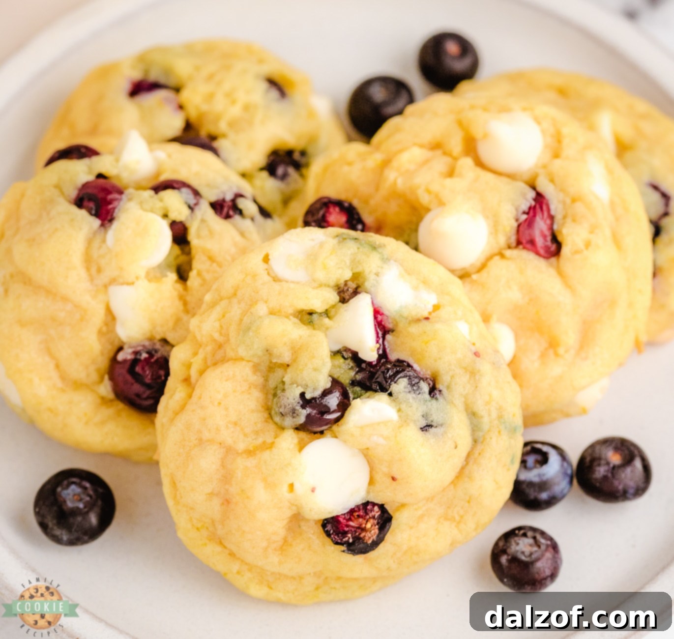 plateful of lemon cookies with blueberries