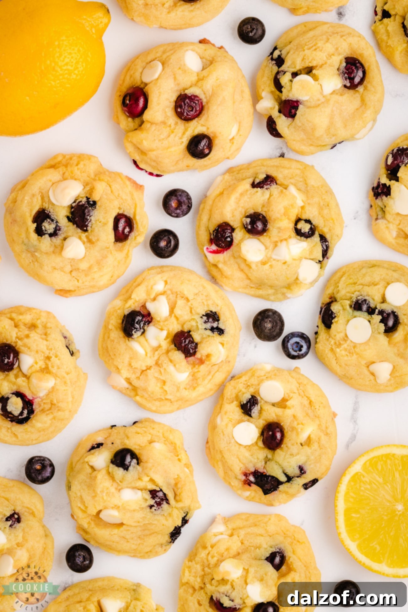 lemon blueberry cookies with fresh lemon zest