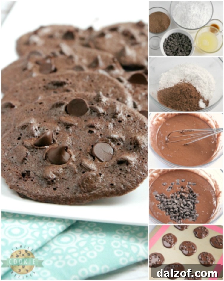 Step by step instructions on how to make double chocolate cookies without flour
