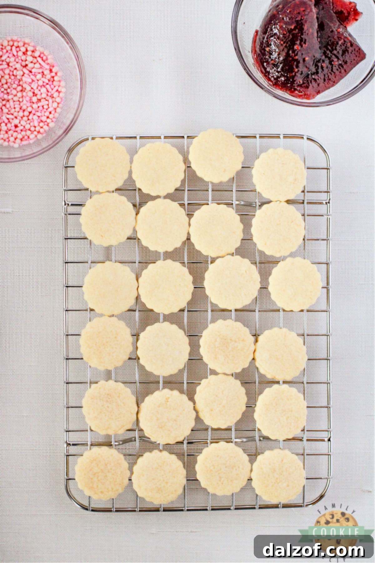 Cooling cookies on a wire rack. 