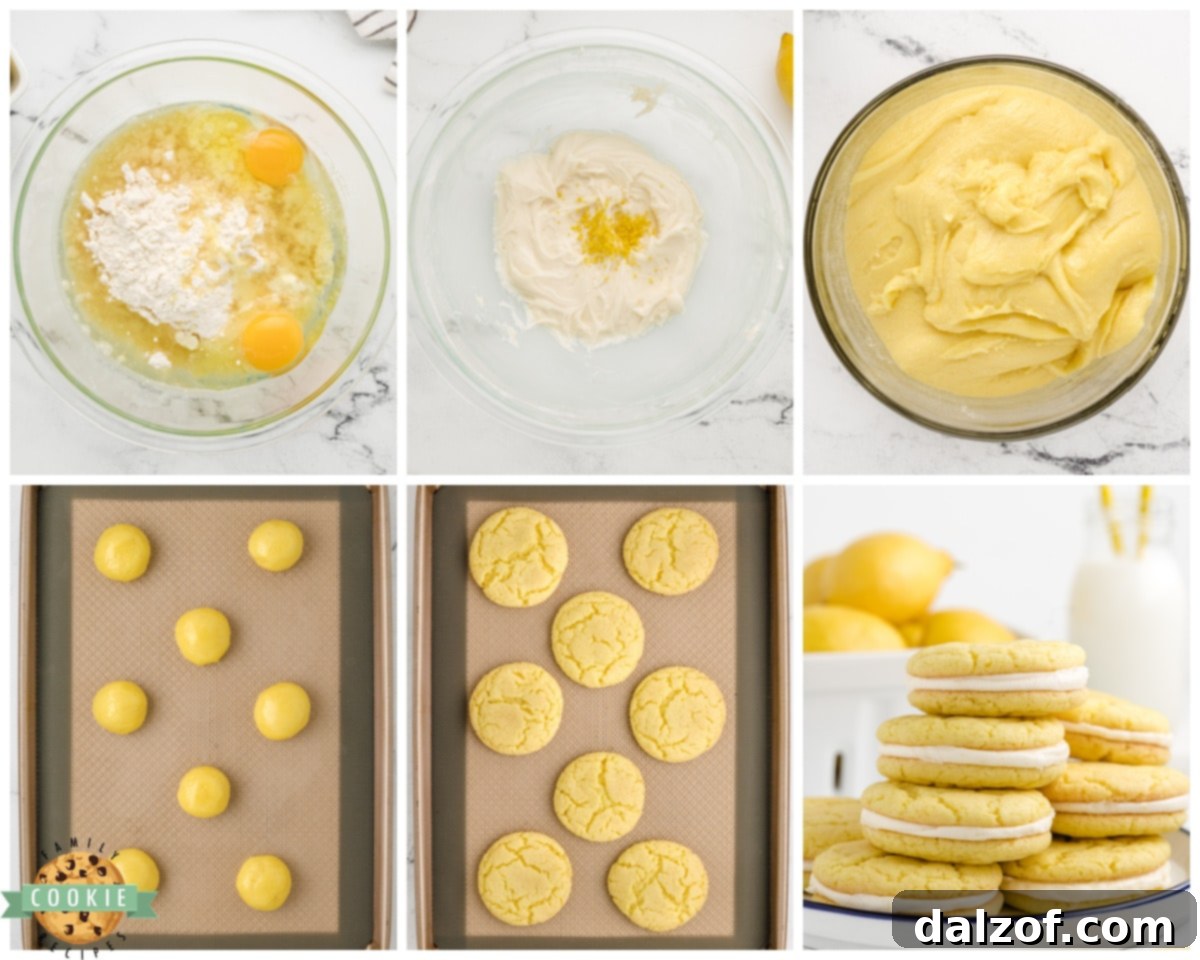 Zesty Lemon Oreo Cake Mix Cookies 4 Ingredients for homemade lemon oreo cookies laid out on a kitchen counter, showcasing the simplicity of the recipe.