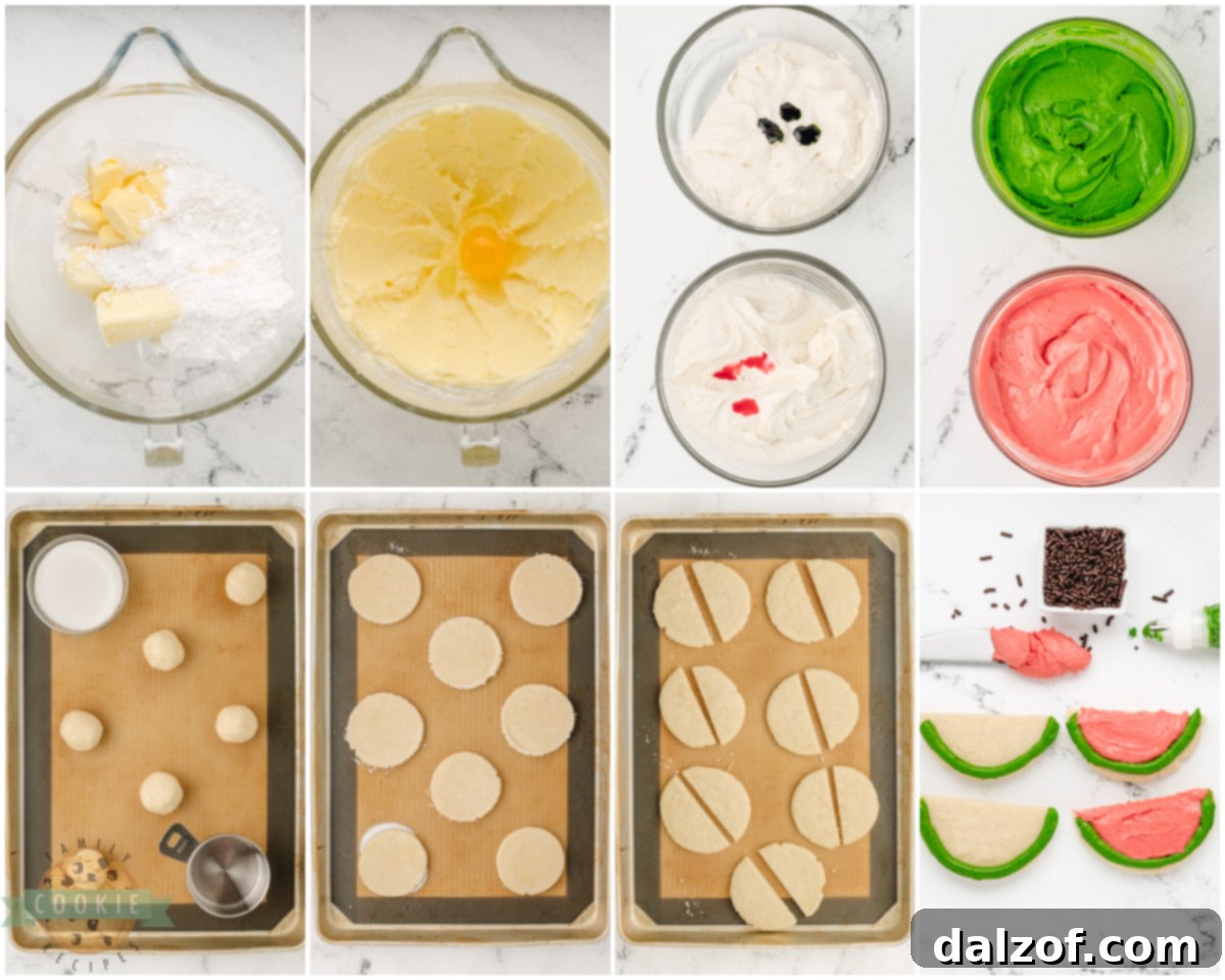 A baker carefully making easy watermelon sugar cookies, showing the process of dough preparation.