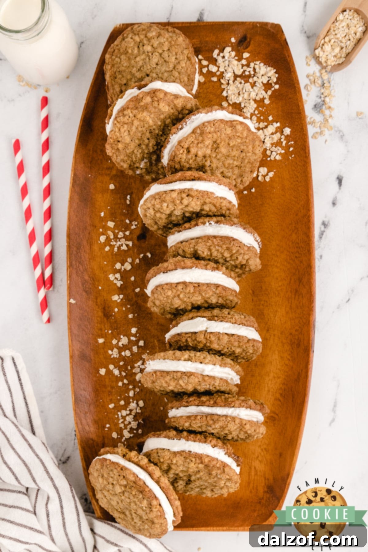 Homemade Oatmeal Cream Pies are made with a delicious creamy filling that is sandwiched between two soft and chewy oatmeal cookies. Even better than the store-bought variety that we all know and love!