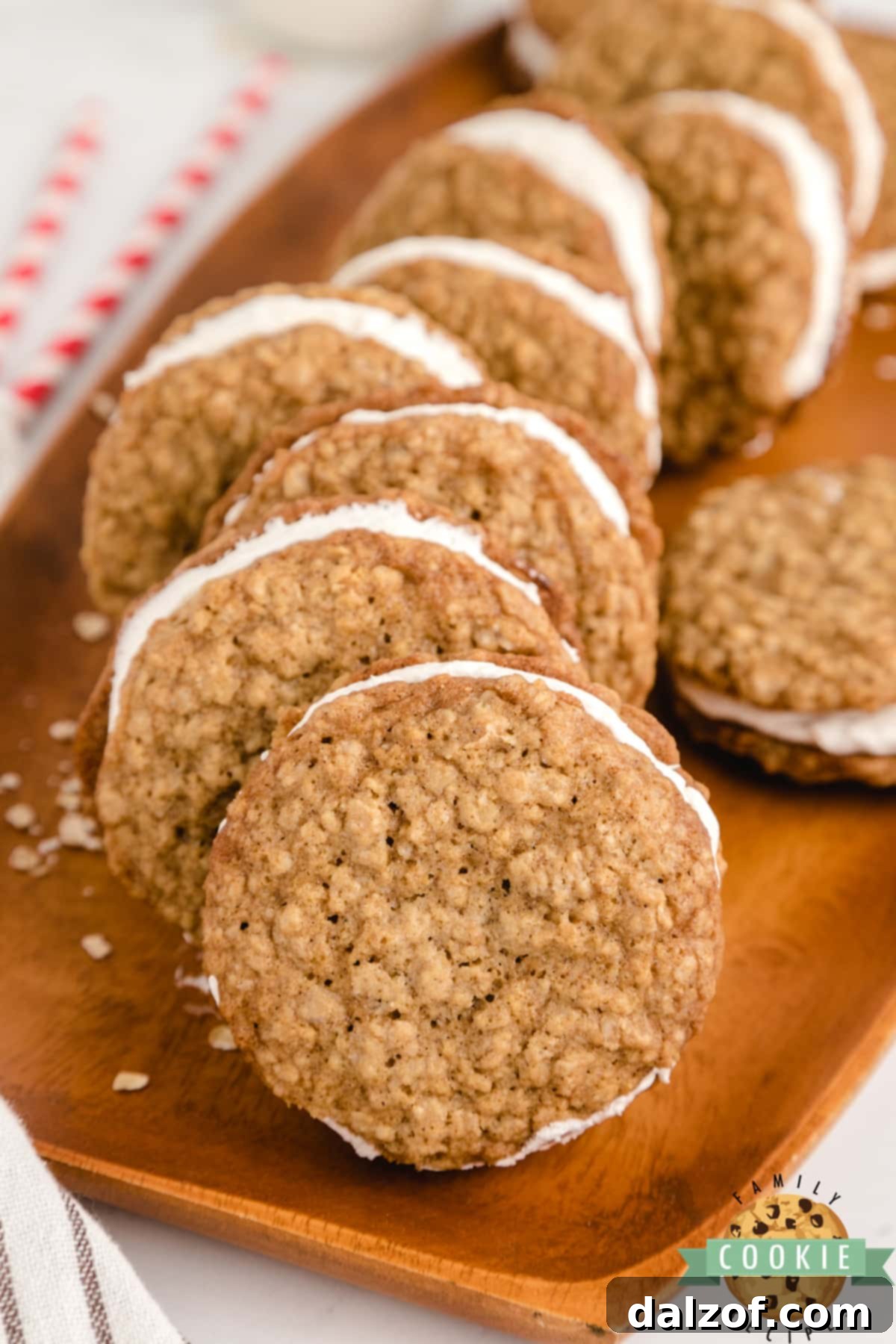 Oatmeal Cookie Sandwiches with marshmallow buttercream filling