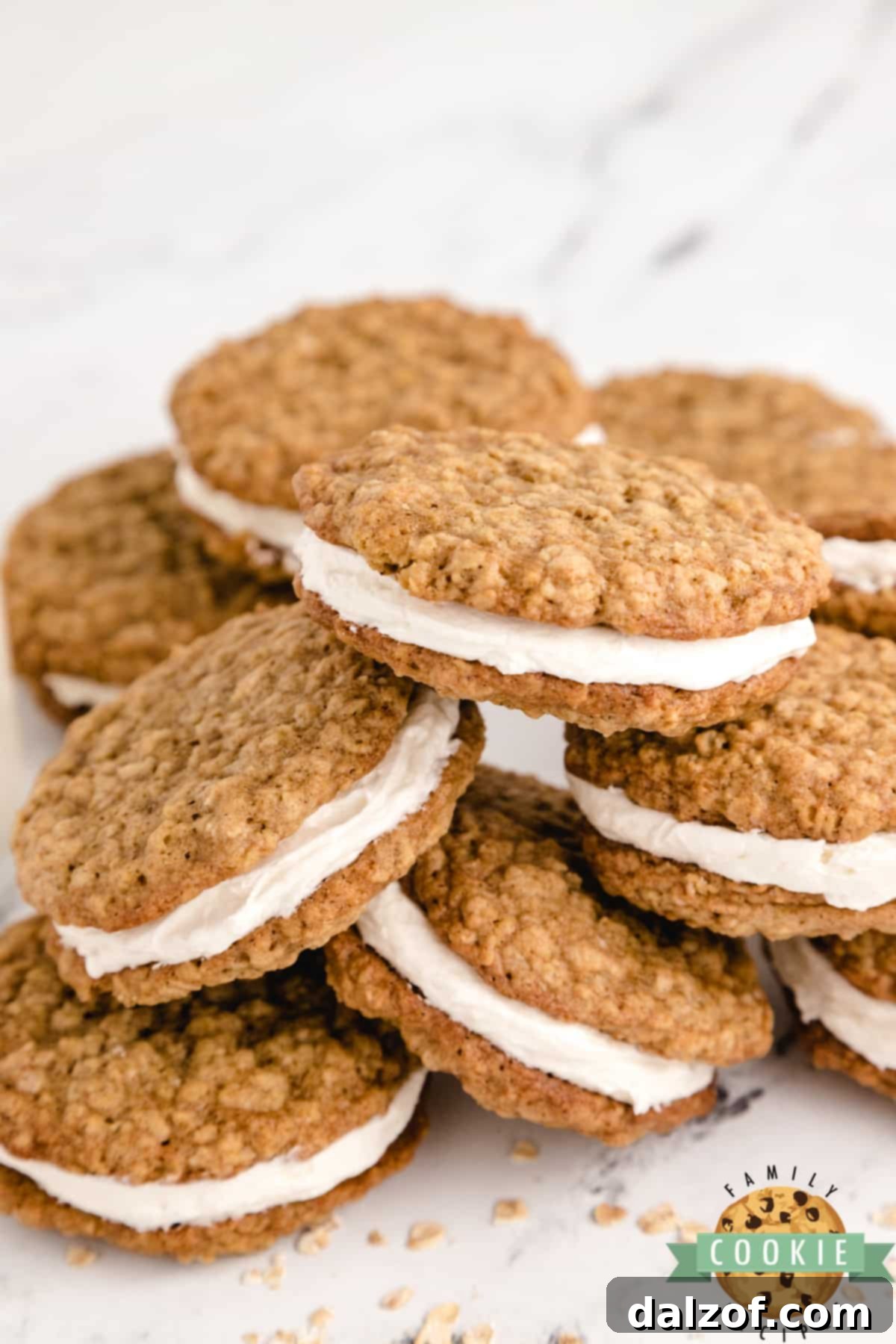 Oatmeal Sandwich Cookies with Marshmallow Buttercream Filling