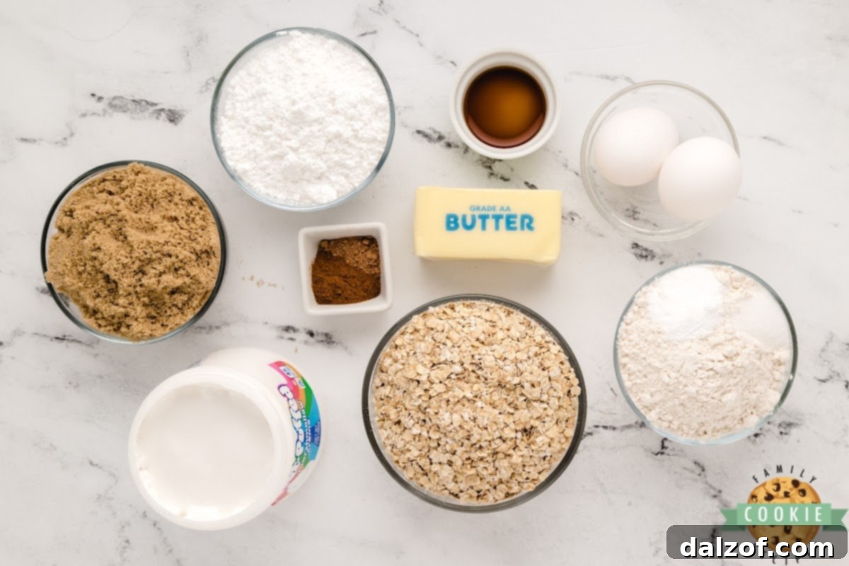 Ingredients for Homemade Oatmeal Cream Pies - cookie dough