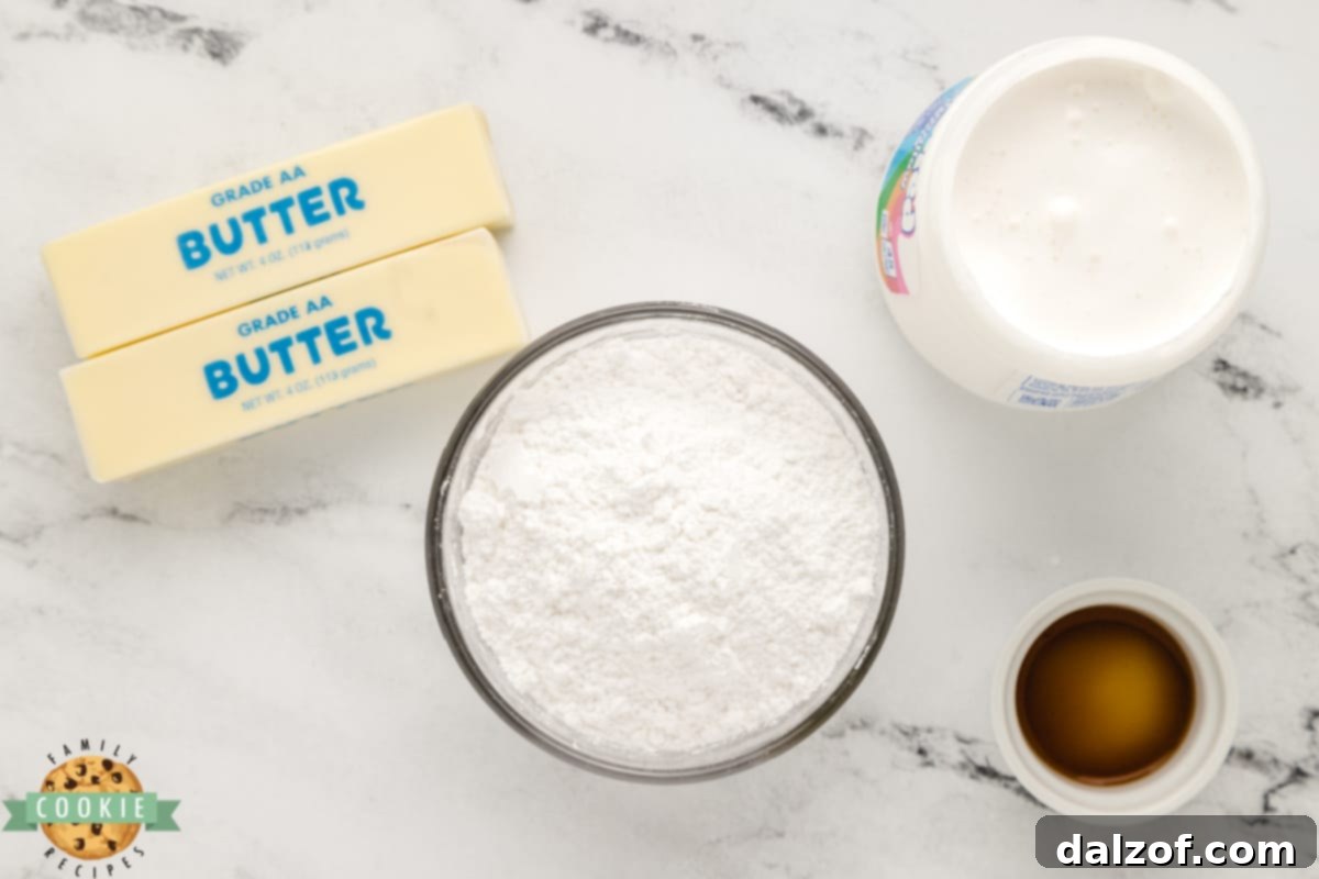Ingredients for Marshmallow Buttercream filling