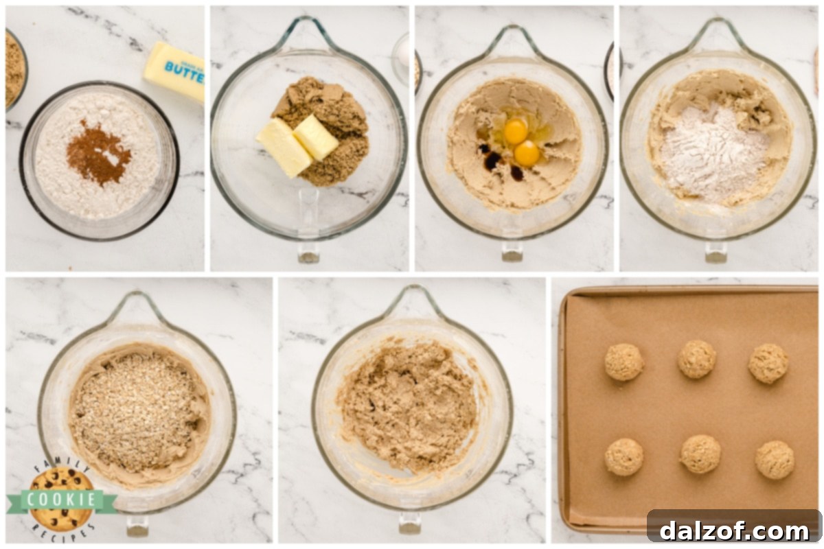 Step by step instructions on how to make Oatmeal Cookies