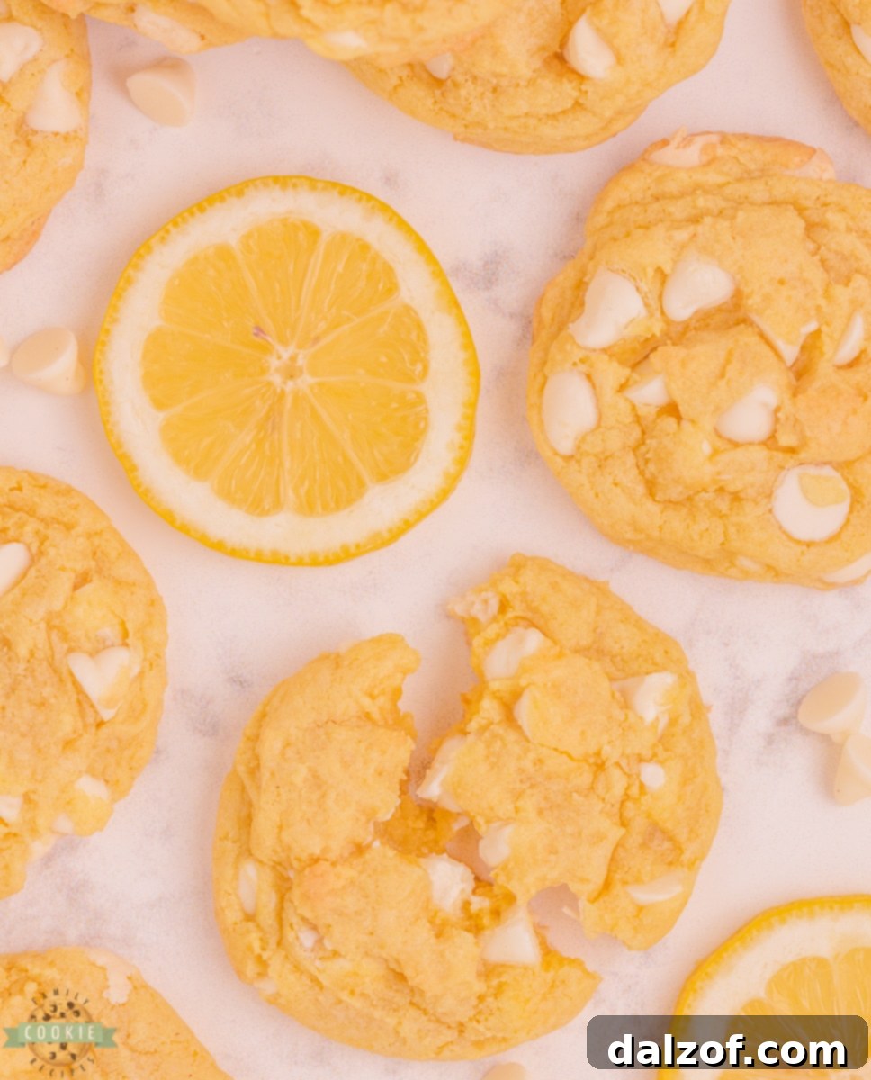 White Chocolate Chip Lemon Pudding Cookies, soft and chewy