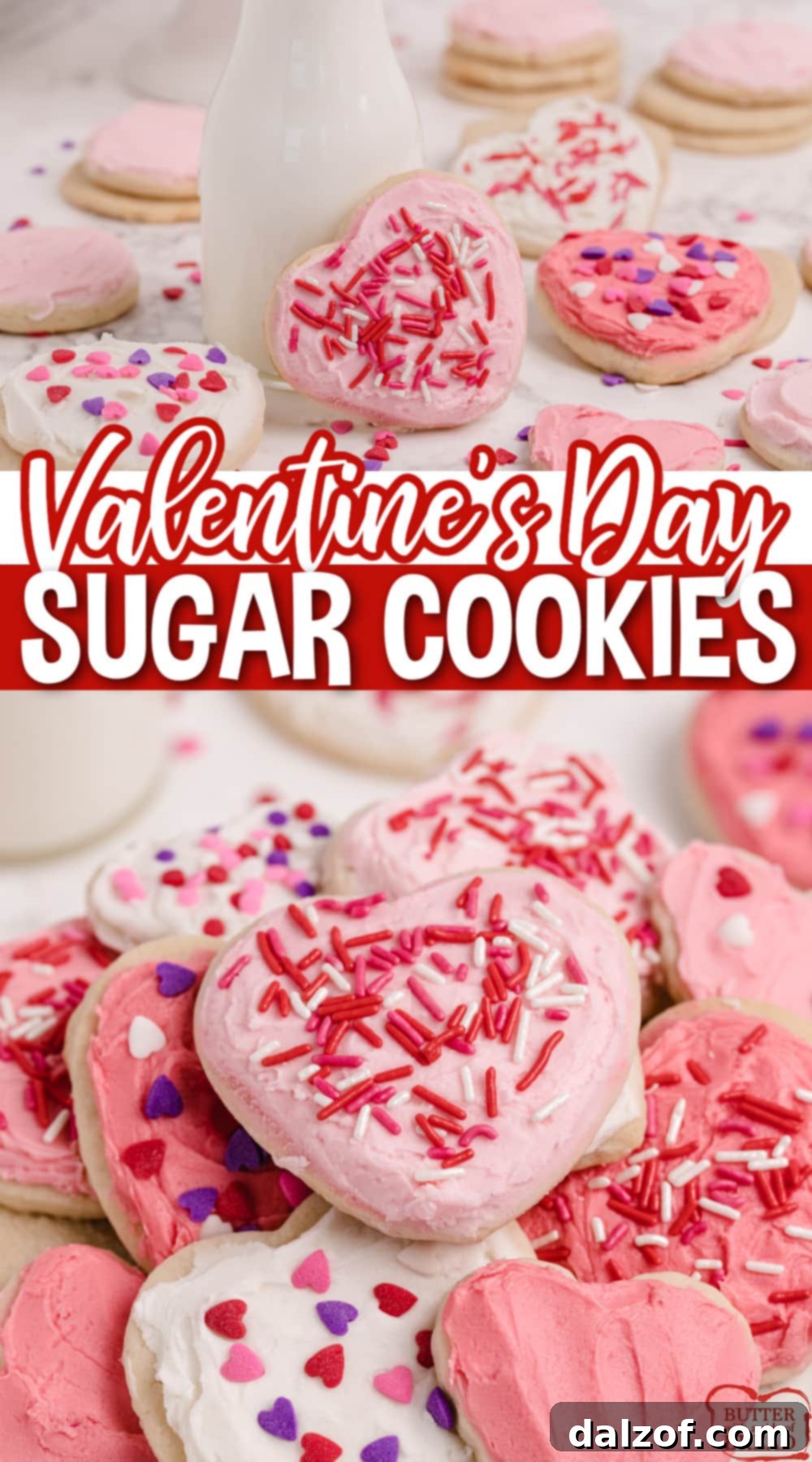 Valentine's Sugar Cookies are soft, thick, and easily the best sugar cookie recipe I’ve ever tried. These sugar cookies hold their shape when baked and they are moist and perfectly sweet too!