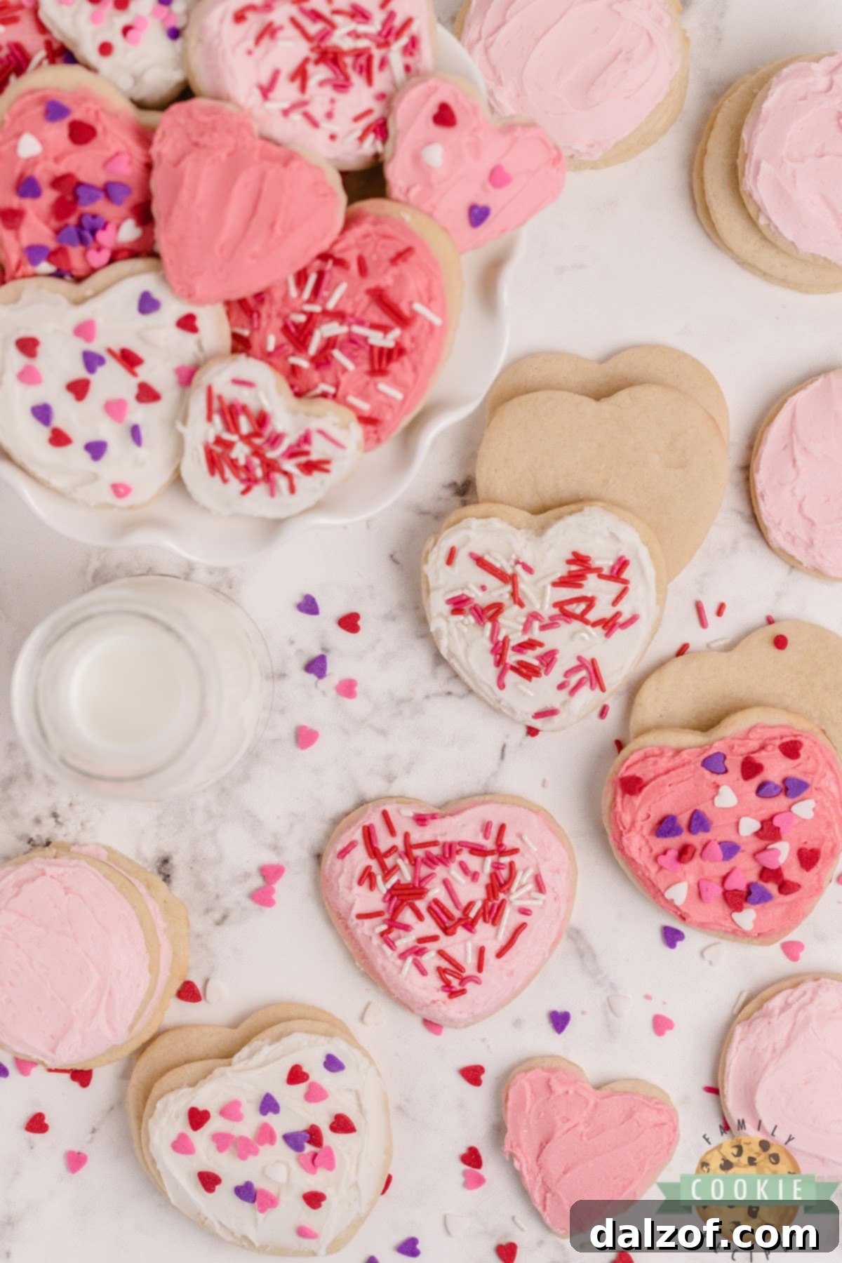 Heart-shaped sugar cookies.