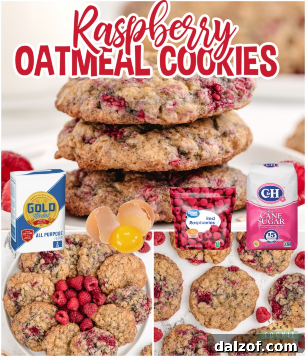 Raspberry Oatmeal Cookies are soft, chewy cookies made with rolled oats and frozen raspberries. Amazing oatmeal cookie recipe with a delicious twist!
