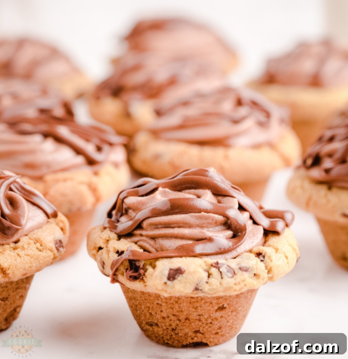 Nutella Mousse Cookie Cups with chocolate chips