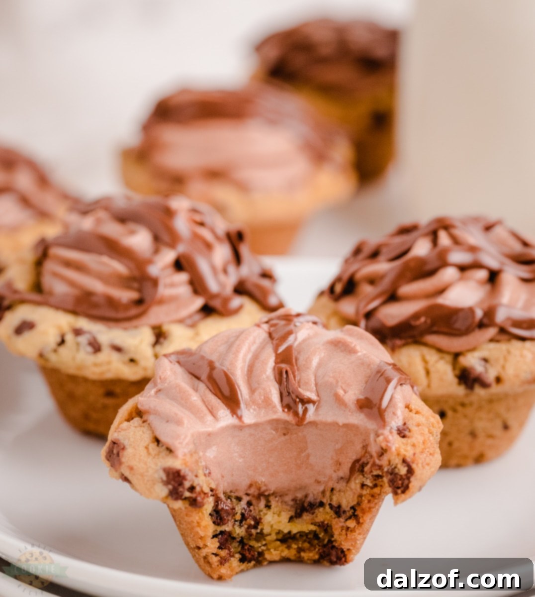 Nutella Mousse Cookie Cups arranged on a serving plate