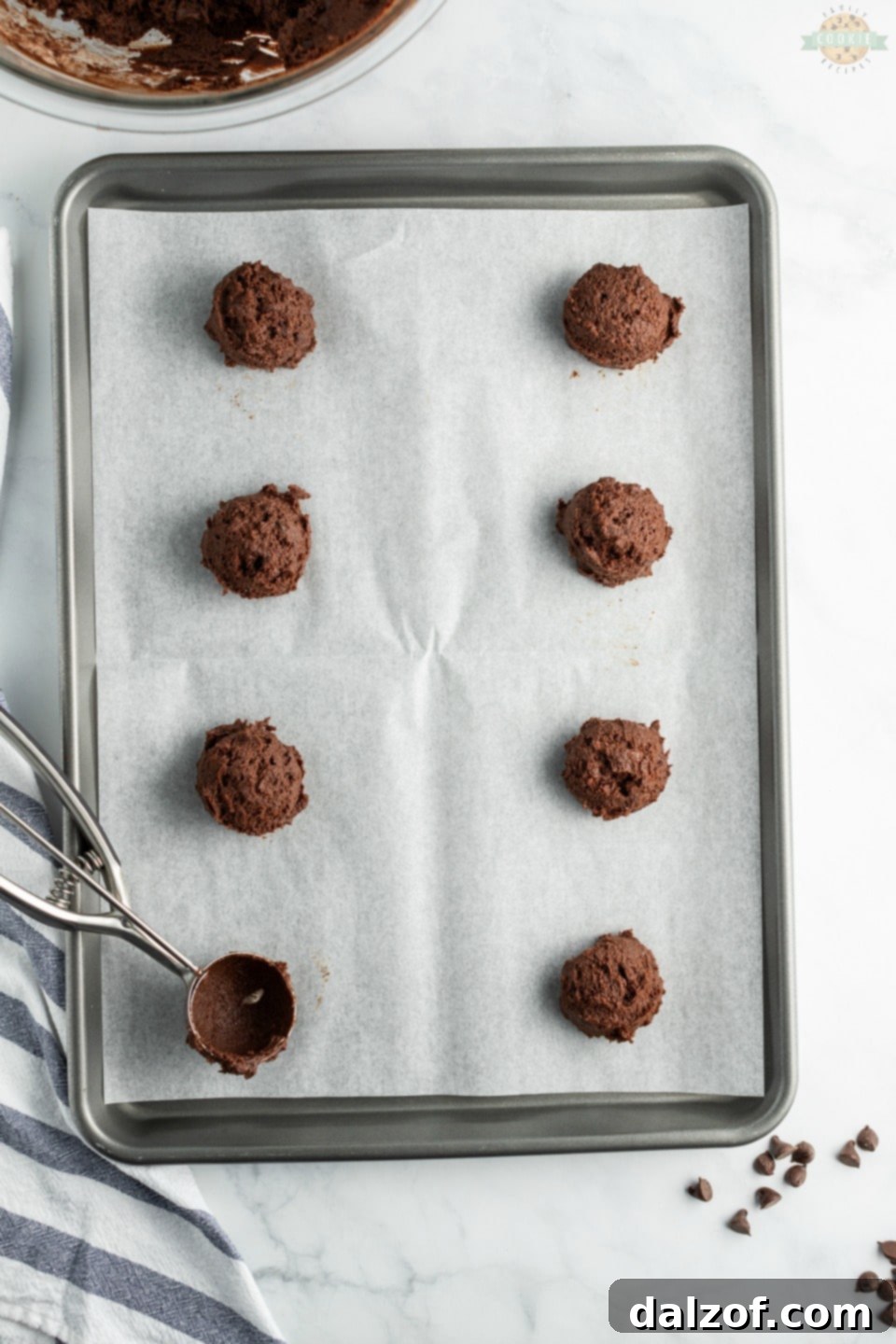 Raw ingredients for Double Chocolate Chip Cookies on a counter
