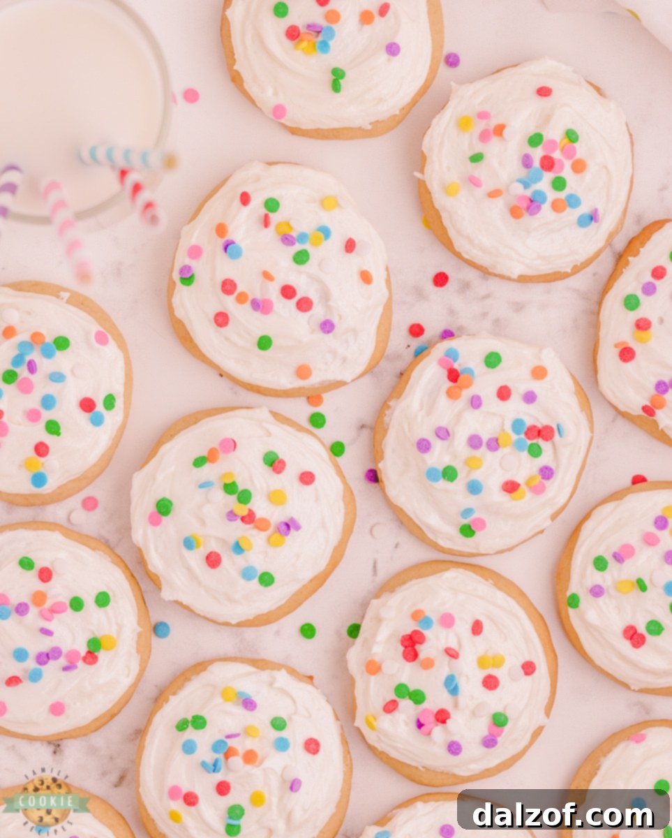 frosted buttermilk sugar cookies with sprinkles