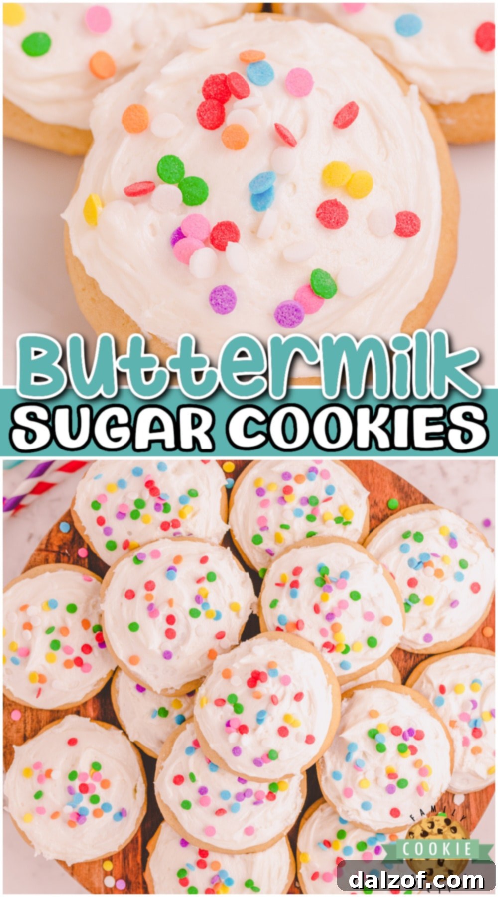 Buttermilk Sugar Cookies are soft, pillowy cookies with a fantastic vanilla buttercream. This sugar cookie with buttermilk recipe is a tried & true family favorite you'll want to keep!