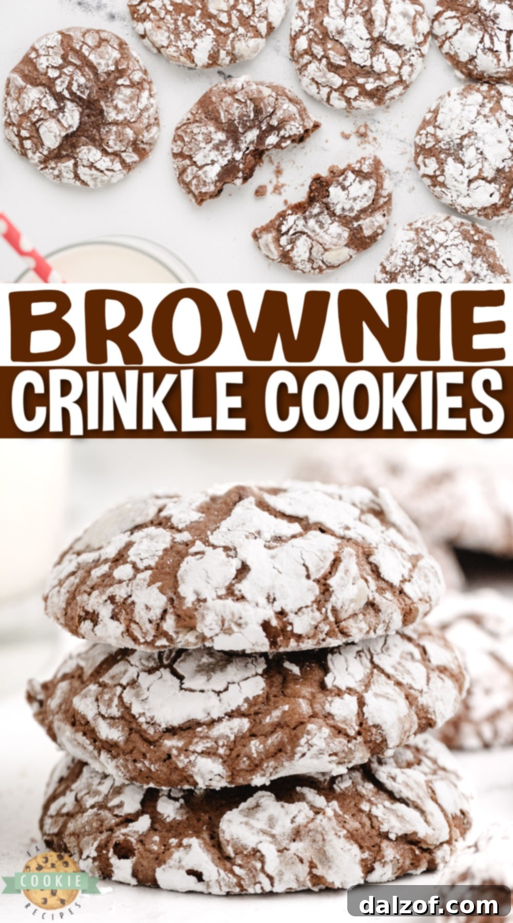 Brownie Crinkle Cookies are rich, fudgy cookies that are rolled in powdered sugar. Made with a brownie mix, this delicious brownie cookie recipe is so easy to make! 
