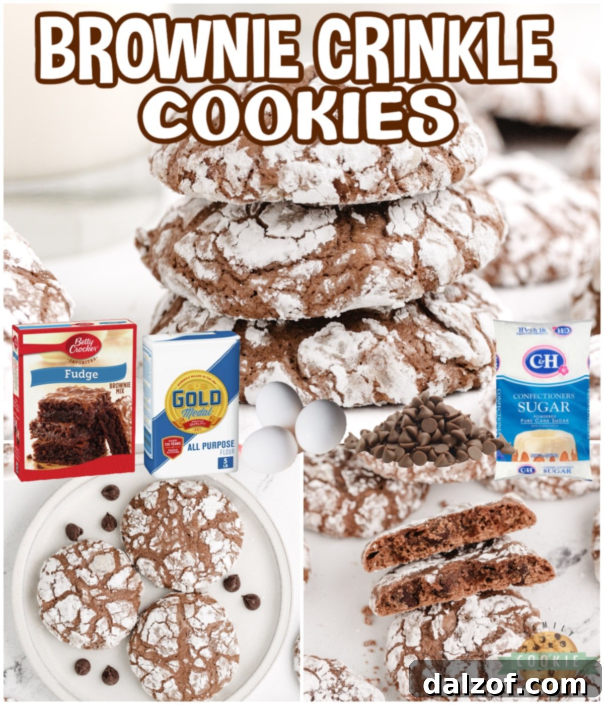 Brownie Crinkle Cookies are rich, fudgy cookies that are rolled in powdered sugar. Made with a brownie mix, this delicious brownie cookie recipe is so easy to make! 
