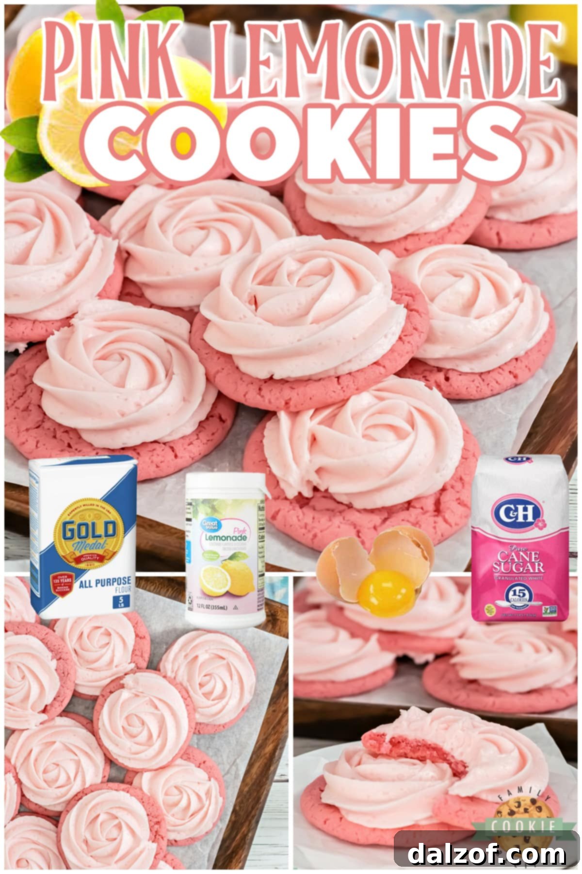 A collection of beautifully frosted Pink Lemonade Cookies, highlighting their perfect texture and vibrant lemon flavor, making them ideal for any sweet occasion.