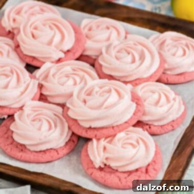 Pink Lemonade Cookies with creamy frosting