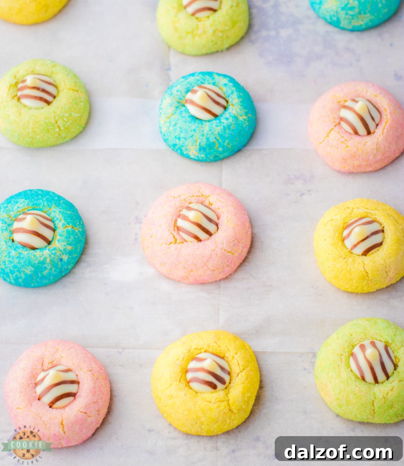 Easter Blossom Cookies on a baking sheet