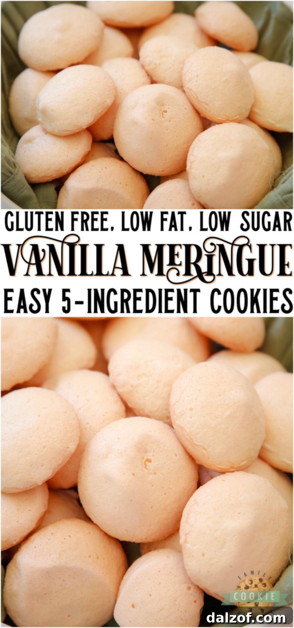 Easy Vanilla Meringue Cookies pin image