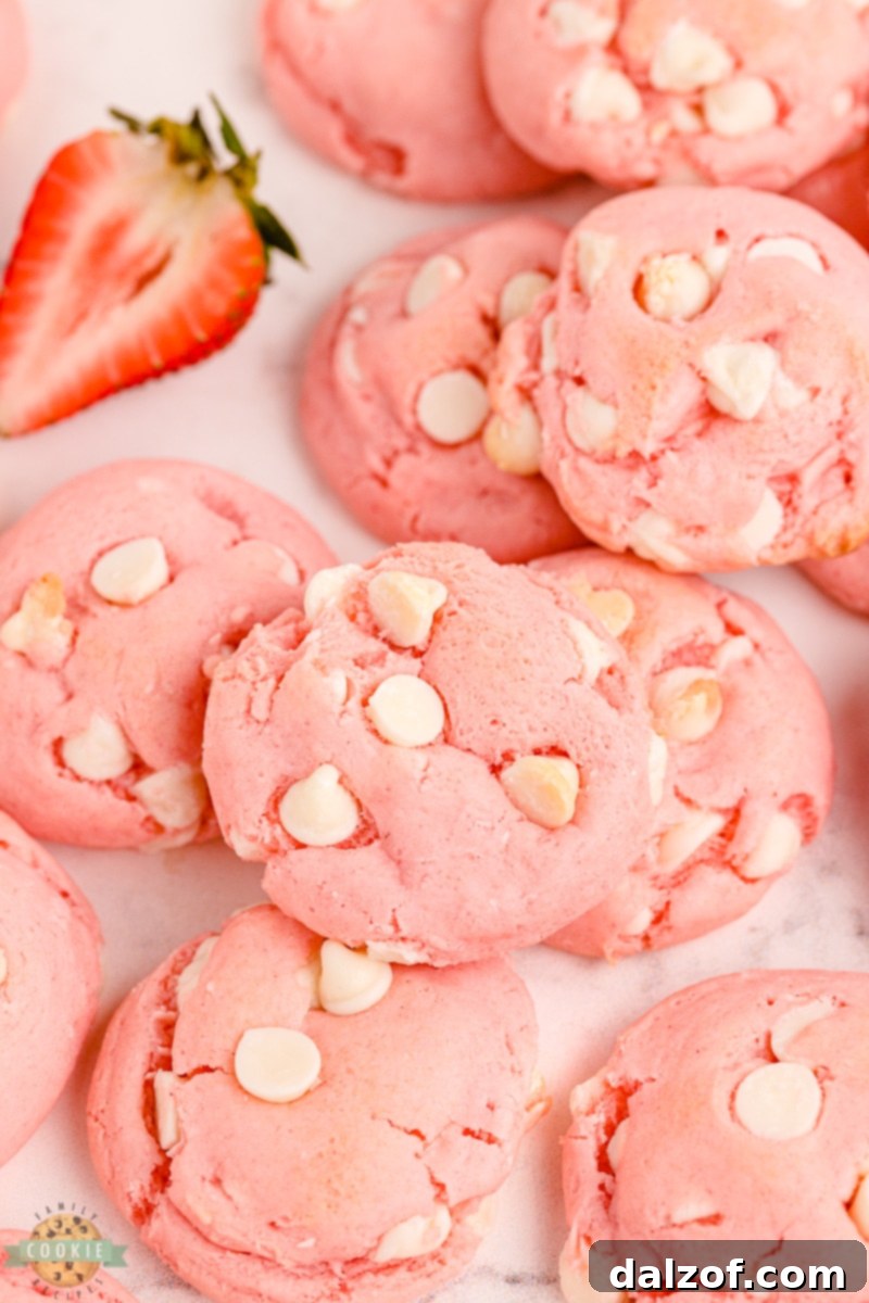 White Chocolate Strawberry Cake Mix Cookies. 