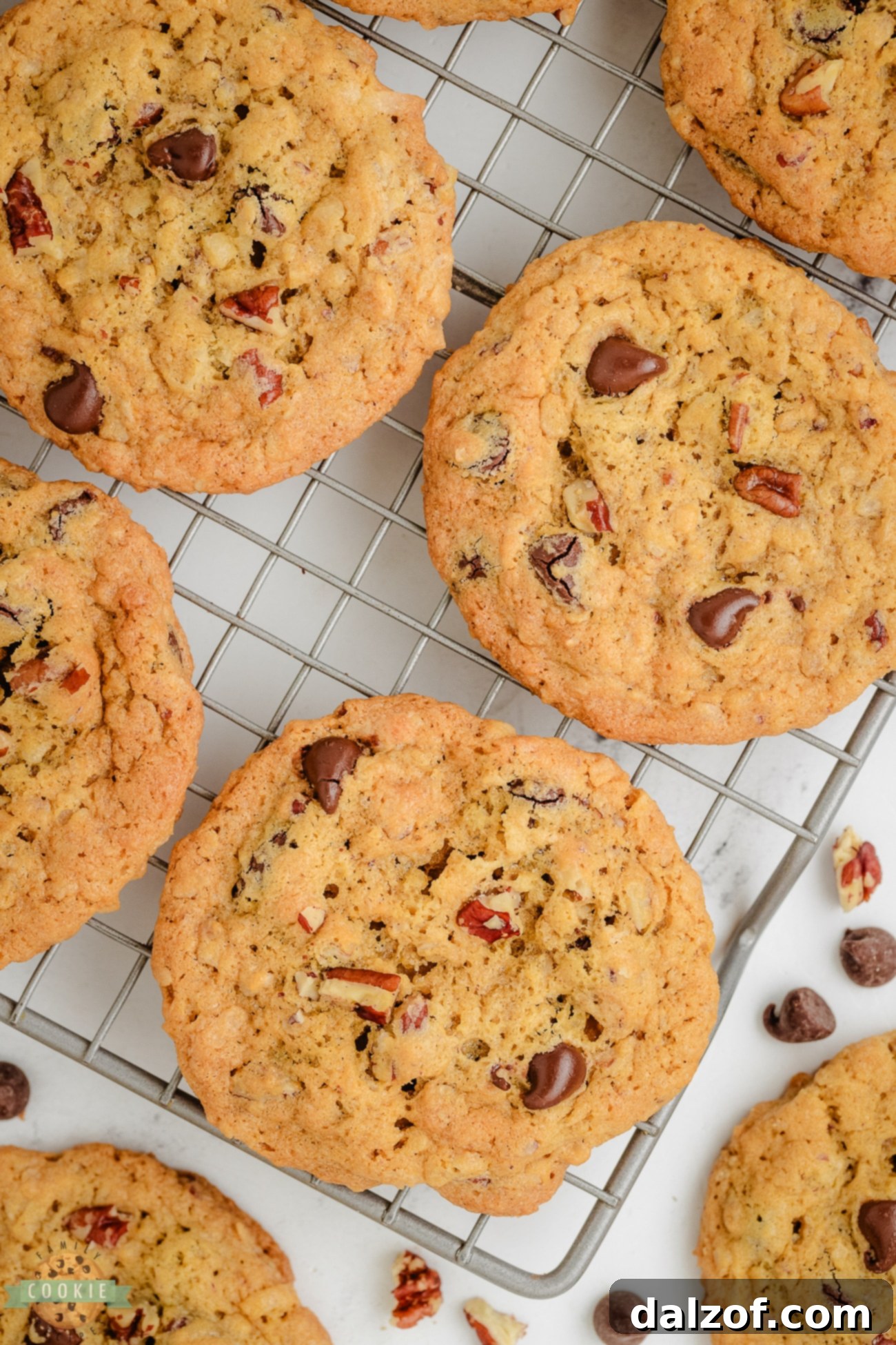 Freshly baked 10-cup cookies cooling on a wire rack