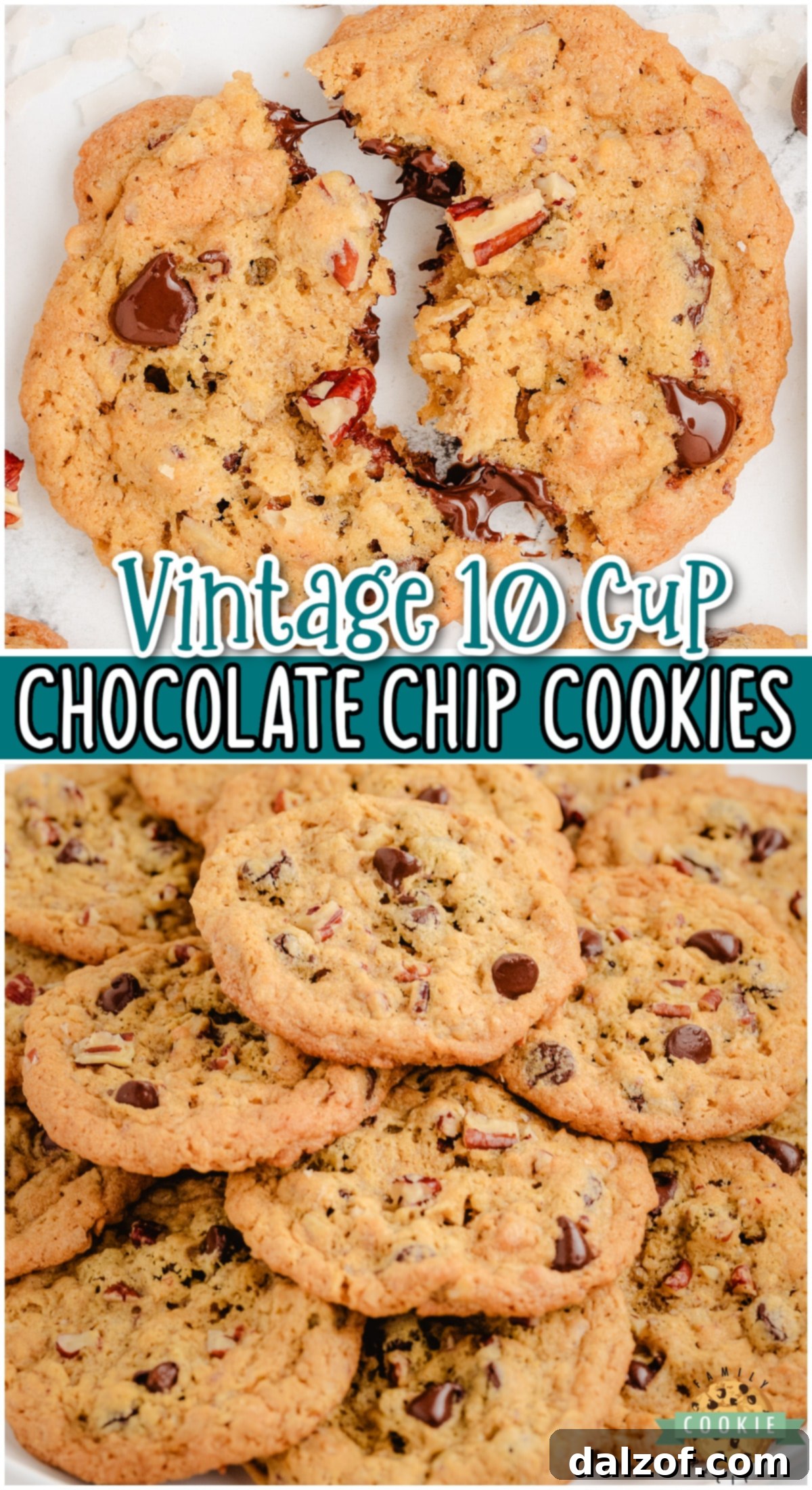 Large image of delicious 10-cup cookies, perfect for pinning, showcasing their rich, loaded appearance.