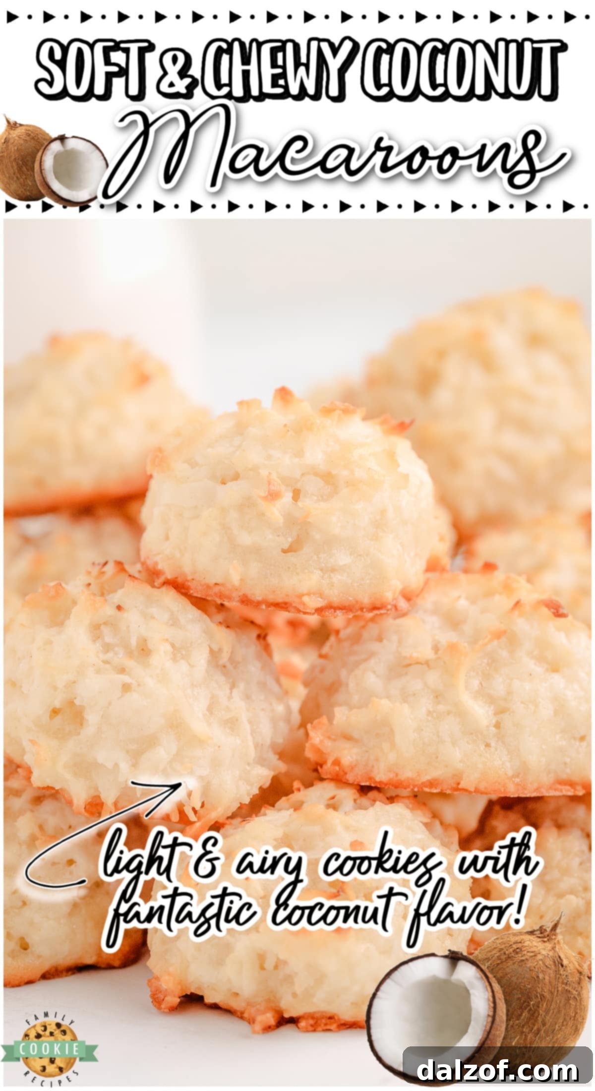 An enticing image showcasing Soft & Chewy Coconut Macaroons, highlighting their texture and appealing golden color.