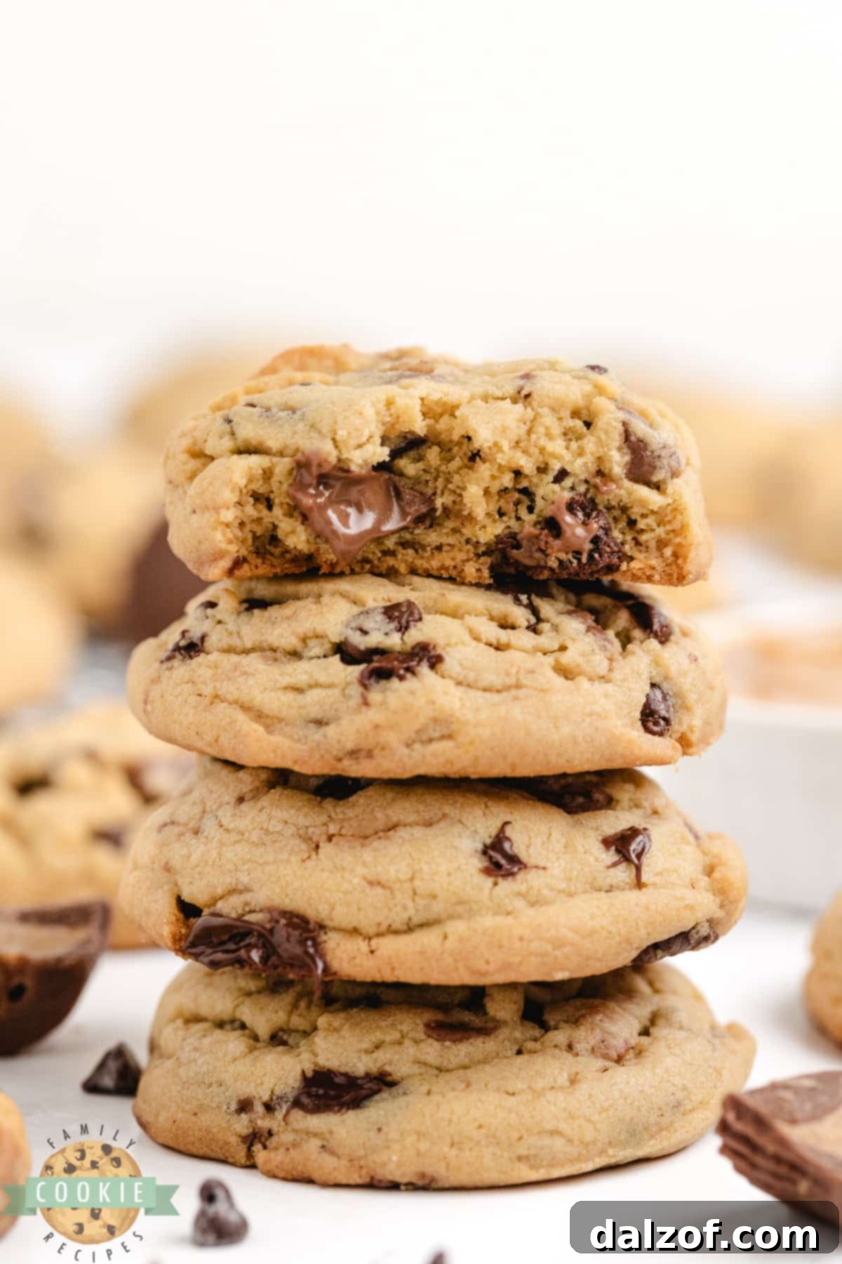 Ultimate Reese Peanut Butter Pudding Cookies 16 Stack of peanut butter cookies made with pudding mix. A neat stack of perfectly round, golden-brown cookies, showcasing their soft texture and appealing appearance.