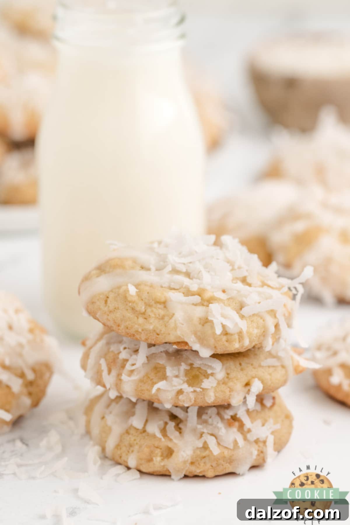 Stack of cookies made with coconut and pineapple. 