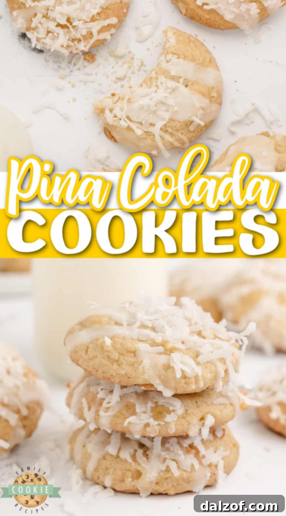 Pina Colada Cookies are soft, chewy, and packed with pineapple and coconut. This tropical cookie recipe is so easy to make and everyone loves these delicious cookies!
