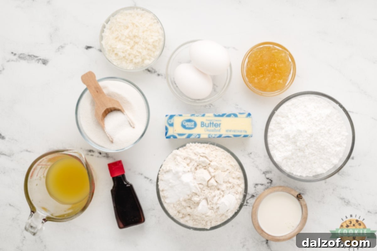 Ingredients in Pina Colada cookies. 