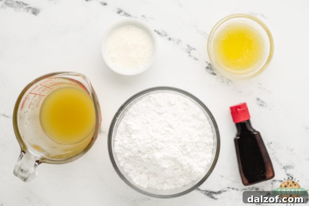 Ingredients in Pina Colada glaze. 