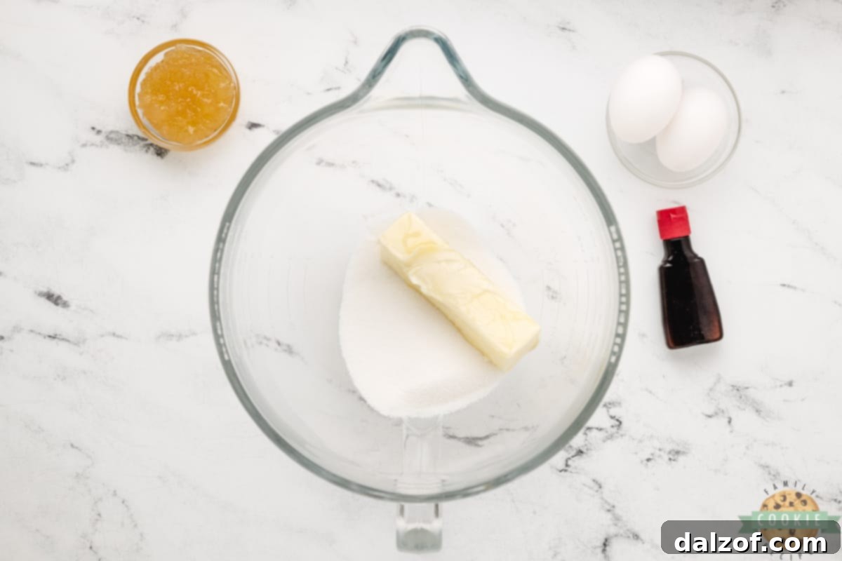 Creaming butter and sugar together. 
