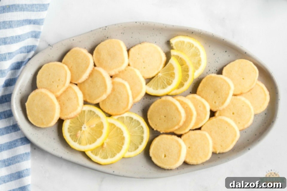 Close-up of baked Lemon Slice and Bake Shortbread Cookies, perfectly golden and ready to eat.