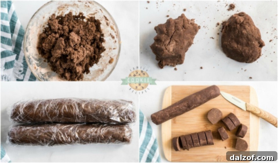 How to shape Salted Chocolate Shortbread Cookies dough