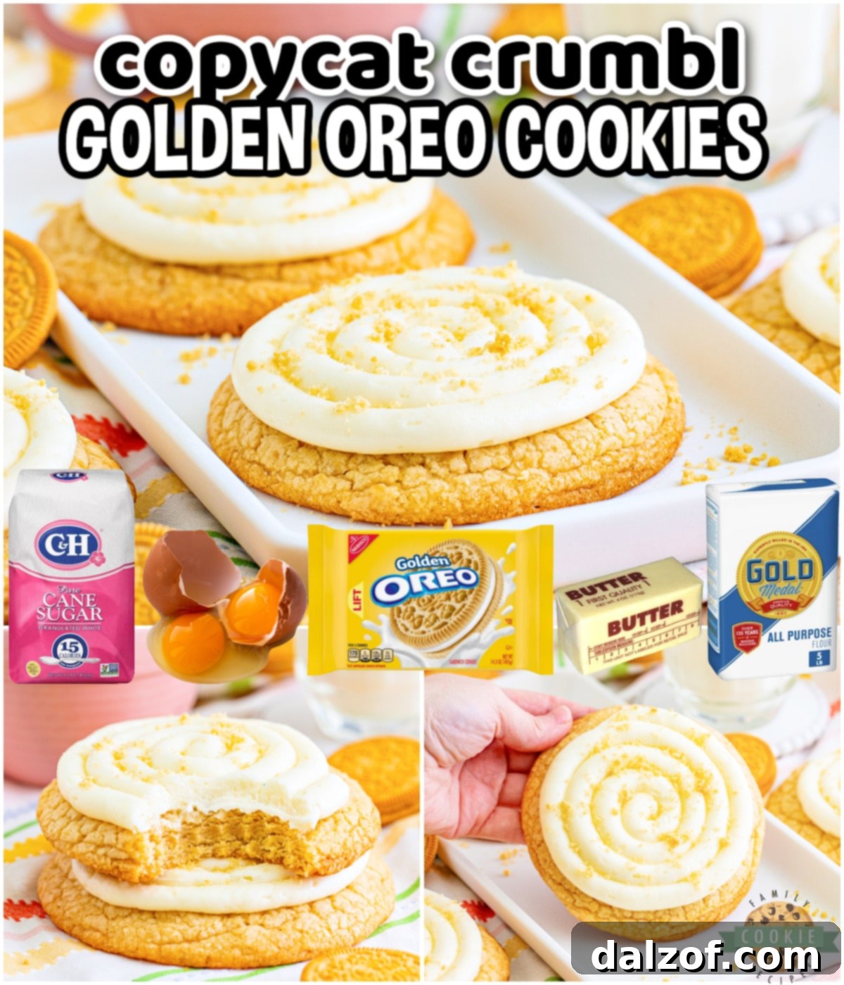 Crumbl-Inspired Golden Oreo Cookie Bliss 11 Copycat Crumbl Golden Oreo Cookies are made with Golden Oreo crumbs in the dough, a delicious cream cheese frosting, and more cookie crumbs on top. These thick and chewy vanilla cookies are incredible!