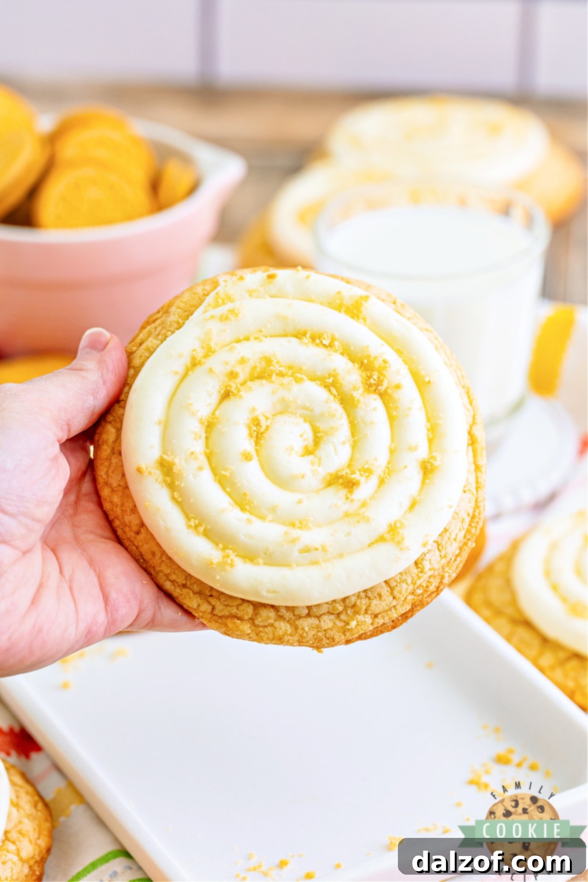 Crumbl-Inspired Golden Oreo Cookie Bliss 3 Vanilla cookie with cream cheese frosting.
