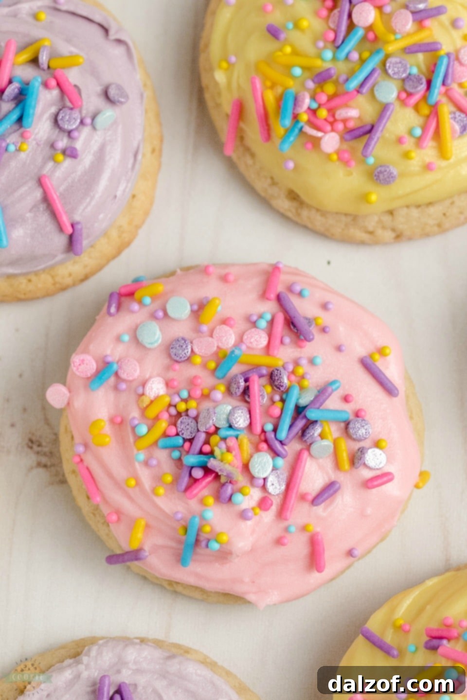 Sour Cream Sugar Cookies arranged artfully on a platter